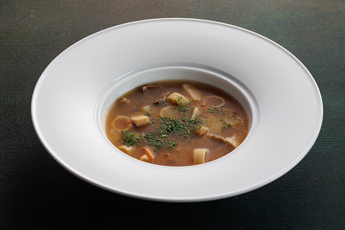 Суп со сморчками и белыми грибами 